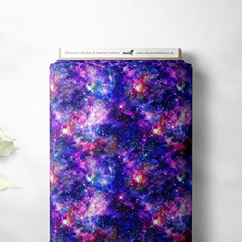 100 % Baumwolle, Weltraum, Galaxie, Orbit-Design, für Kinder, Basteln, Kleid, hochwertiges Nähmaterial, 140 cm breit (Meterware, Staub)