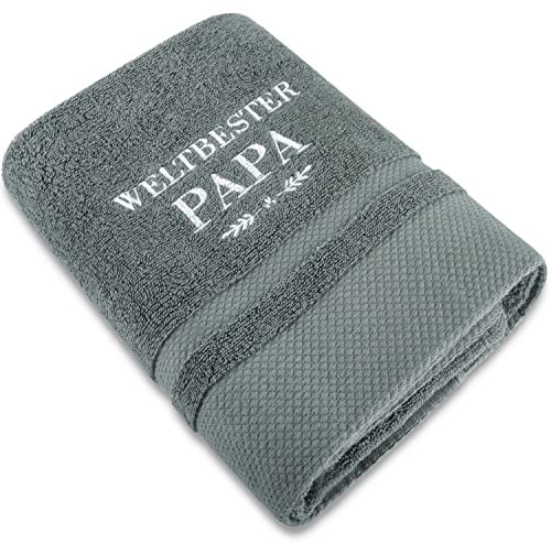 Rebundex Weltbester Papa Handtuch Bestickt Handtücher 50x100 Vatertagsgeschenk Bester Papa Geschenke Geburtstag Geschenk für Vatertag Weihnachten Badetuch Valentinstag Jubiläen