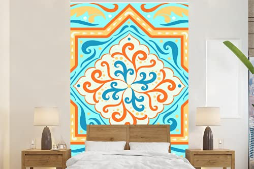 MuchoWow Papier peint Formes - Orange - Bleu Papier peint photo 180x280 cm Papier peint imprimé