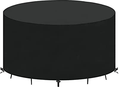 KADING Housse Table de Jardin Ronde 128x90cm Protection Imperméable Anti-UV 420D Oxford Tissu Extérieure Bâche pour Meubles