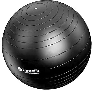 ForzaFit Gymnastikball mit Ball Pumpe - Gymball 65 cm Schwarz