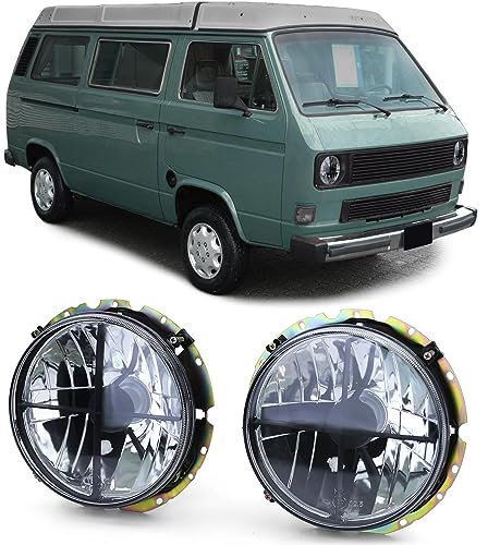 Klarglas Scheinwerfer Schwarz Smoke mit Fadenkreuz für VW T2 73-79 + T3 79-92