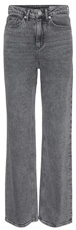 Vero Moda Women's VMMAYRA MR Wide Ankle Cotton Pant NOOS Jeans, Black, LW / 32L