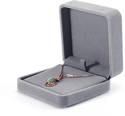 1 x Halskette Armband Anhänger Geschenkbox Halskette Armband Boxen für Schmuck Geschenk klein lang rechteckig grau Samt Halskette Box für Schmuck Verpackung Ketten Weihnachten Halskette Boxen Bulk