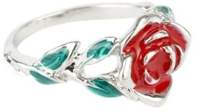 XJruixi Movie Beauty and Beast Ring for Women Rose Flower Alloy Wedding Finger Ring Romantic Gift -25
