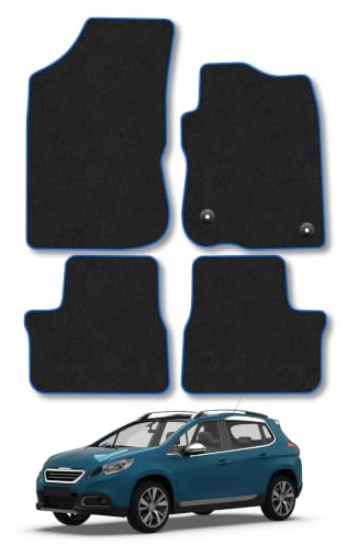 Peugeot 2008 (2013-2019) Carpet Car Mats | Blue Edge Trim Tailored Fit Floor Mats Full Coverage Protection Accessories Easy Clean Anti Slip Made in the UK
