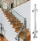 GIVROLDZ Edelstahl Zeitgenössisch Treppengeländer Aus Glas, Kommerziell Innen Balkon Quadrat Glasbalustradepfosten, Bodenmontage Zaunplattenklemme,Middle Post,115cm/45.3in