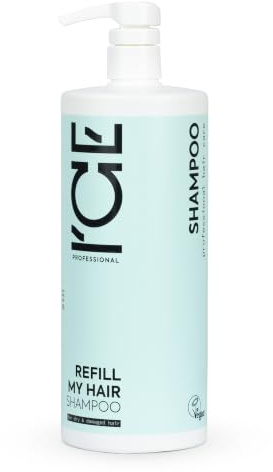 ICE Professional Refill My Hair Shampoo - Sanfte Reinigung & Regeneration für trockenes & geschädigtes Haar - Mit Coenzym Q10, Aminosäuren & Bio-Abendblumenöl, 1000 ml