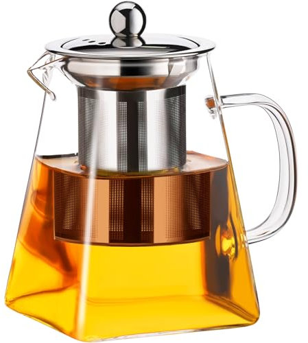 PARACITY Glass Teapots with Infuser 550 m, Teapot with Infuser 18 oz, Tea Infuser for Loose Tea, Large Teapot Blooming and Loose Leaf Tea Maker Tea Brewer,Tea Set for Camping, Travel