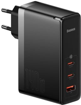Baseus GaN5 Pro Wall Charger 2xUSB-C + USB, 140W (Negro)