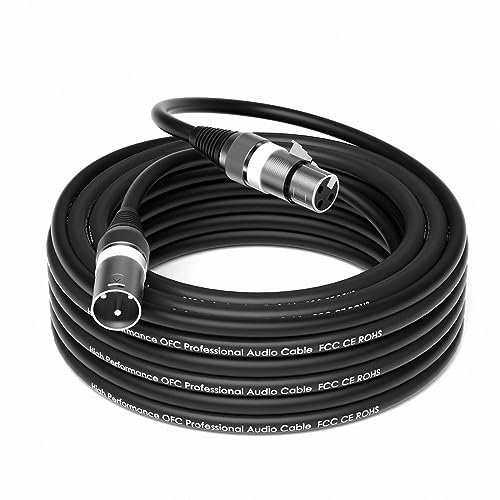 Wrugste Câble XLR de qualité supérieure - Câble de microphone symétrique - 15 m - Fiche mâle à 3 broches vers femelle - Câble de microphone DMX pour enregistrement en studio et production en direct