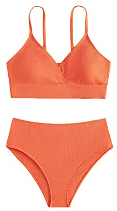 Fulidngzg Bikini Teenager Mädchen 14 Jahre Zweiteilige mit Triangel Bikinihose Set Bedruckte Sportlich Badeanzug Rüschen Push Up mit Shorts Badeanzüge Tankini Bikinioberteil für Mädchen 2-14 Jahre