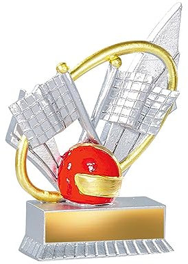 eberin – Motorsport Pokal 12 cm · XS MotoGP DTM Trophäe · Superbike Award mit Wunschtext · Zielflagge Helm rot