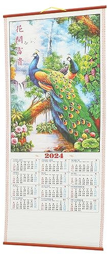 Artibetter Calendrier Mural Chinois À Défilement Calendrier Mural 2024 Calendrier Chinois De Bon Augure Photo Du Dragon Calendriers Traditionnels Calendrier Lunaire Chinois Pour Le Bureau À