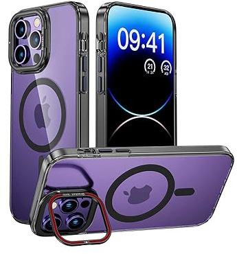 MEIQIBAO Cover per iPhone 14 Pro involucro magnetico, supporto della fotocamera antiurto PC e custodia protettiva TPU morbida.