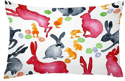 Osterhasen und Hühnereier, weicher Samt-Kissenbezug, Überwurf, Kissenbezüge, Standardgröße, 50,8 x 66 cm (Einsätze nicht im Lieferumfang enthalten)