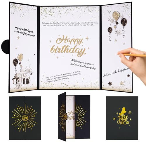 BOFUNX Geburtstagskarte aufklappbare große Gästebuch Karten Grußkarte Geburtstag Geschenk für Kinder Erwachsener Frauen Männer