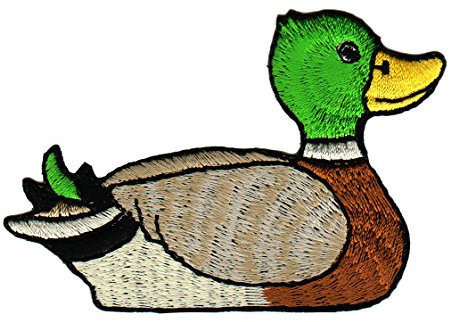 Ente Stockente Aufnäher zum aufbügeln oder aufnähen Vogel Bügelbild Aufbügler für Kleidung gestickter Bügelflicken Applikation Patch Größe 8,5 x 5,8 cm