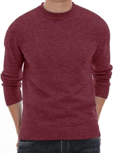 Sailwind Suéter de punto cálido para hombre, de cuello redondo, de manga larga, suave, acogedor, cuello alto, suéter de punto para hombre, Aa-vg Rojo, XL