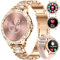 Women's Smart Watch Bluetooth Phone Calls for Android iOS 100+ Sport Fitness Tracker 1.32 HD Female Smartwatch Heart Rate Sleep Monitor Diamond Ladies Smartwatch Rose Gold Steel,2 Watch Straps