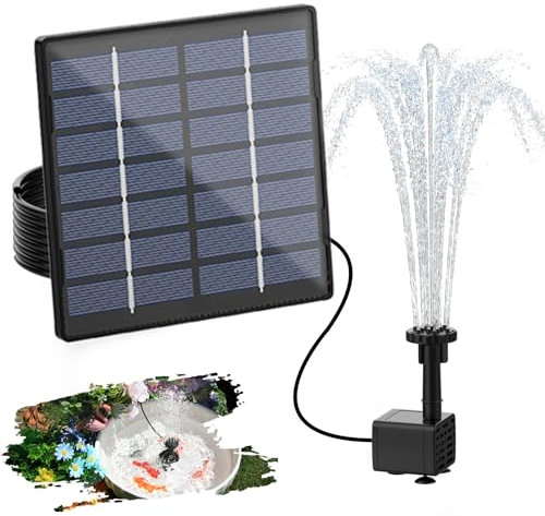 AISITIN Solar Springbrunnen, 2024 Upgrade DIY Solarbrunnen Solarwasserbrunnen, Solar Teichpumpe Solar Fontäne Pumpe Solar-Schwimmbrunnenpumpe mit 6 Fontänenstile für Wasserspiel