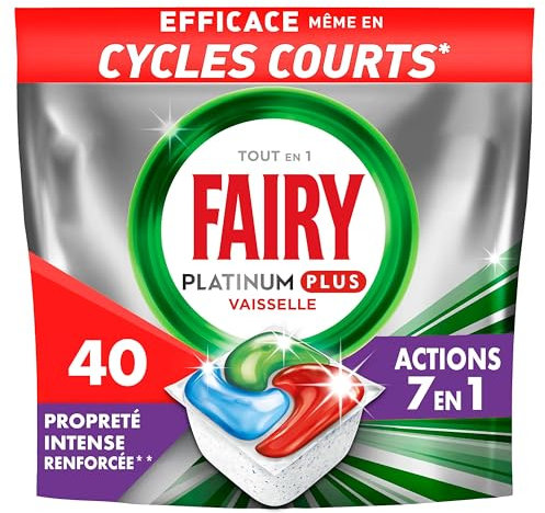 Fairy Platinum Plus Tablette Lave-Vaisselle All In One Action Nettoyage Machine, 40 X