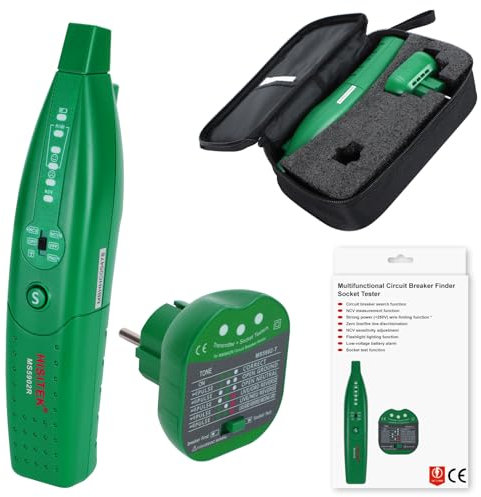 Yusat HISITEK Localizzatore Cavi Rilevatore di Interruttori e Tester per Prese con Torcia LED, Regolazione Sensibilità Intelligente, 110-250V AC, Spina Europea【Senza Batteria】