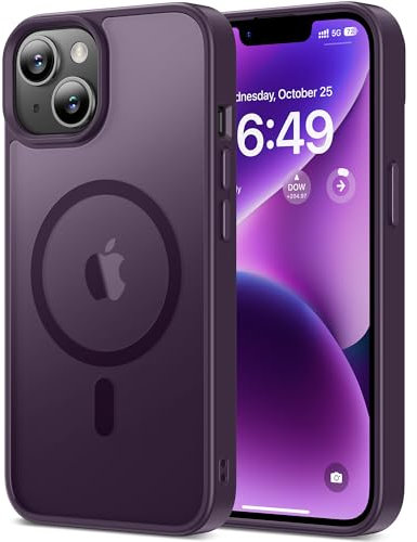 HOOMIL Starke Magnetische Hülle für iPhone 14, Kompatibel mit MagSafe, Militärschutz, Stoßfest, Kratzfest, Transluzent Matt Case Schutzhülle - Lila
