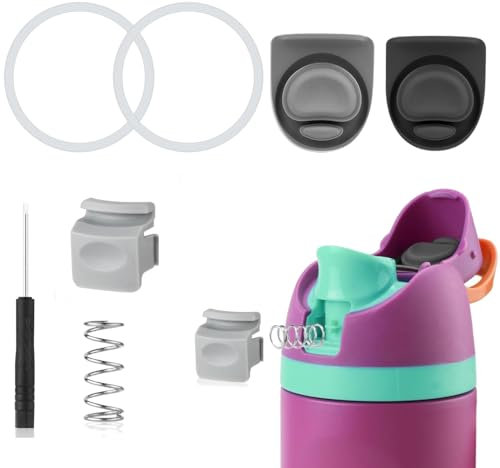 Joint d'étanchéité et bouton de rechange compatibles avec Owala FreeSip 680,4 g, 947,2 g, bouchon en silicone sans BPA (noir et gris)