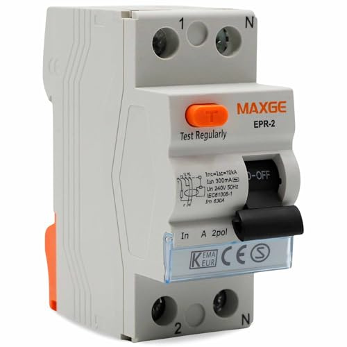TECHZOCO Interruptor diferencial industrial y terciario Clase AC, Tensión de empleo 415/240V AC, Normativa EN/IEC61008-1, Poder de corte 10000A, Clase AC Detecta corrientes de fuga alternas, 25A