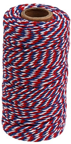 Cordon de Coton Ficelle Noël 100M Ficelle Corde Rouge Bleu Blanc Ficelle Coton de Noël Cordon Fil de Coton Ficelle Bicolore pour Cadeau de Noël Emballage de Cadeau Fleuristerie Arts de Bricolage, #20