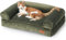 FUKUMARU Cat Couch Bed, Corduroy Cozy Cat Bed for Indoor Cats with Removable Washable Cover, Supportive Anti-Slip Dog Beds Sofa for Small Dogs Cute, 27inch, Medium, Green