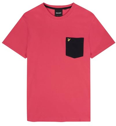 Lyle & Scott Basic Men's T-Shirt with Contrast Chest Pocket, X178 Pink/Dark Navy, L