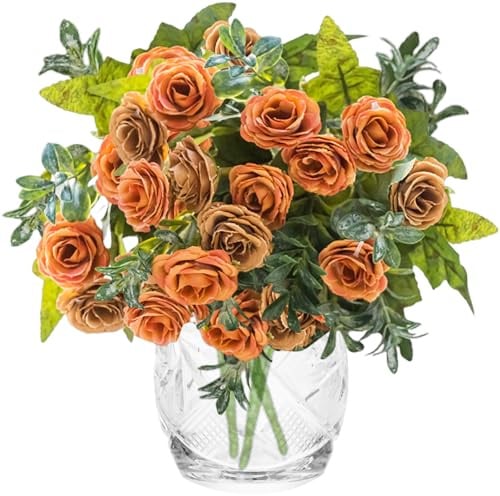 astylishome Fiori finti per tomba all'aperto rose artificiali fiori di seta realistici bouquet da sposa steli in plastica per la disposizione tavolo di nozze centrotavola festa decorazione casa