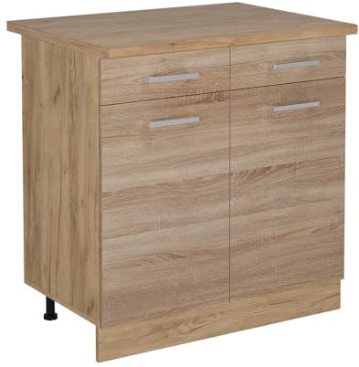 Vicco Küchenunterschrank R-Line, Schubladenschrank für die Küche, Sonoma, 80 cm, AP Eiche