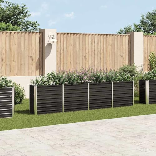 Willood Hochbeet 320 x 40 x 77 cm Verzinkter Stahl Anthrazit