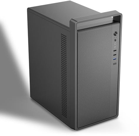 Micro-ATX PC Case with Handle | 0.7mm Steel Portable PC Case Fits max 260mm GPU & ATX PSU | Pre-Installed 120mm *1 Rear Fan | mini Tower Desktop Chassis for MATX/ITX, Black-M5