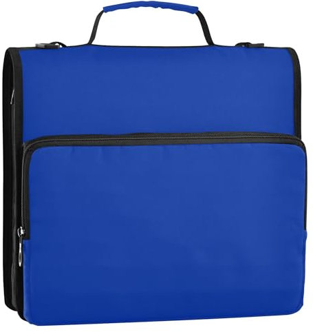 Durable 3 Ring Binders Heavy Duty International Small Blue Zippered Binder Organizer Portfolio Hold 500 Sheets Holder Keeper Binder Bag with Strap for School