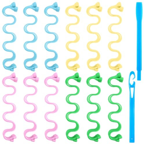 12 Stück Lockenwickler für Lang Haar, Lockenwickler Spiral Locken Styling Kit Keine Hitze Haar Lockenwickler Wellen Stile für alle Haarlängen