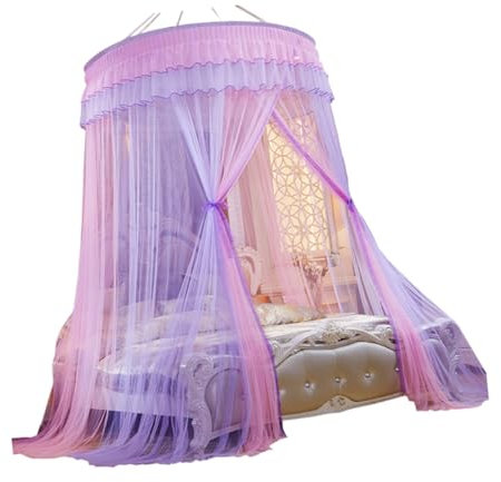 Abaodam Moskitonetz Fürs Bett Betthimmel Aus Spitze Leicht Und Robust in Rosa Und Violett Schützt Vor Insekten Für Schlafzimmer