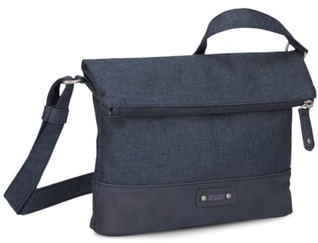 Zwei Damen Rolltop-Handtasche Olli OT6 Umhängetasche 2/4 Liter klassische Crossbody Bag wasserabweisend robust strapazierfähig Bicolor Design Schultertasche, hochwertig verarbeitet (navy)