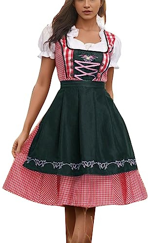 Generico Costume Bavarese per Feste di Carnevale Abito Tradizionale Dirndl per Oktoberfest Birra Festival Costume da Ragazza della Birra Dell'Oktoberfest Vestito Tirolese Carnevale
