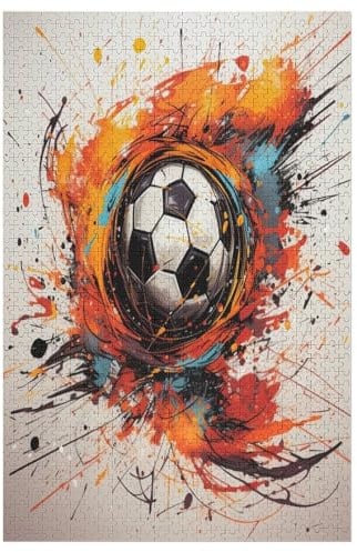 Fußball 1000 Teile Puzzles, Wood Craft, Hochwertiges Modernes Puzzle, DIY, Für Erwachsene Und Kinder Ab 12 Jahren, 78×53cm