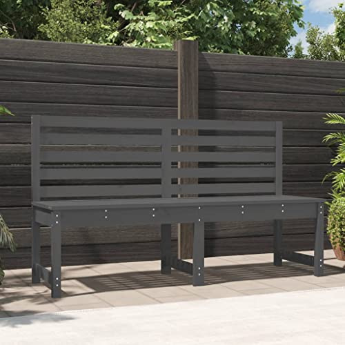 Hoopleep Gartenbank Grau 157,5 cm aus Massivholz Kiefer, robuste Sitzbank für Außenbereich, Terrasse und Garten, stabile Parkbank mit Rückenlehne für entspannte Stunden
