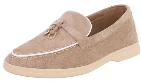 Ital Design Damen Loafer mit Blockabsatz, runde Spitze