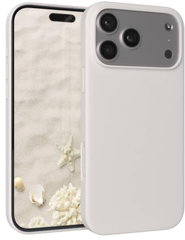EAZY CASE Premium Silikon Hülle für iPhone 17 Pro Max - Handyhülle, Stoßfest, Schutzhülle mit Kameraschutz, Kratzfester weicher Mikrofaser-Innenfutter, Slim Silikon Cover Case Bumper - Taupe Beige