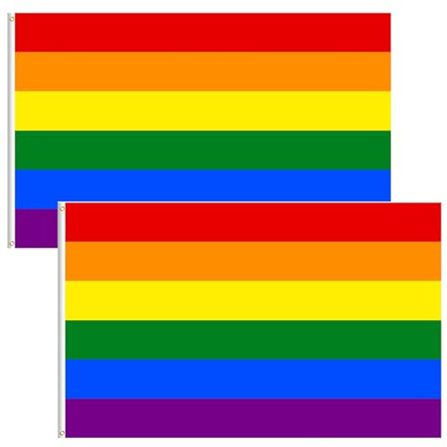 2 pcs banderas del orgullo LGBTQ+, 150 x 90 cm, banderas de progreso, bandera del orgullo gay, para el Mes del Orgullo, para desfiles, fiestas del orgullo, eventos y bares