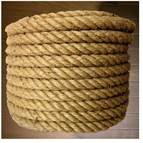 Cuerda de cáñamo, Cuerda de yute natural gruesa 50 mm, cuerda cáñamo trenzada fibra 4 hebras, m/164 pies(35mm 10m)