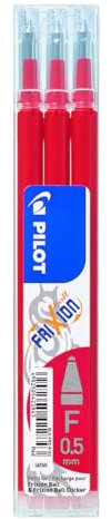 Pilot Pen 2276002F - Ersatzminen Frixion Clicker, Stärke: 0,5 mm, rot, 3 Stück
