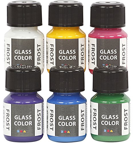 Creativ Glasfarbe, Frost, 6 x 35 ml, Schwarz, Transparent